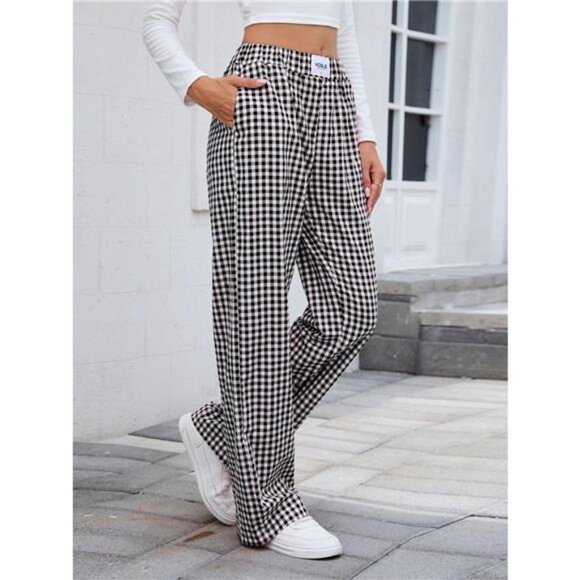 Plaid Wide Leg Casual Pants - Picture 13 of 13